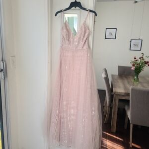 Elegant Pink Sequin Evening Gown